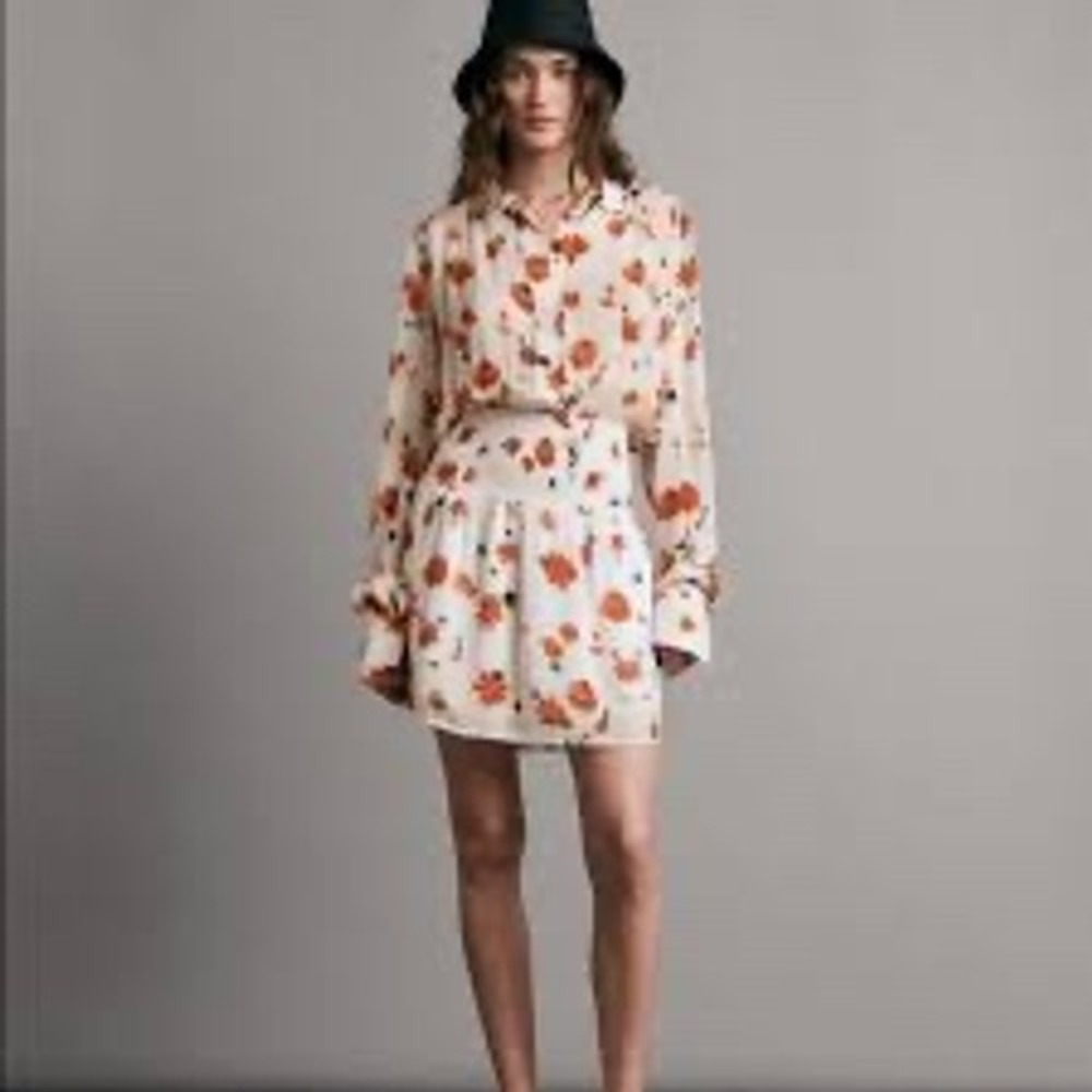 Rag & Bone Women's Bailey‎ Floral Smocked Waist Mini Dress Size MEDIUM NWT